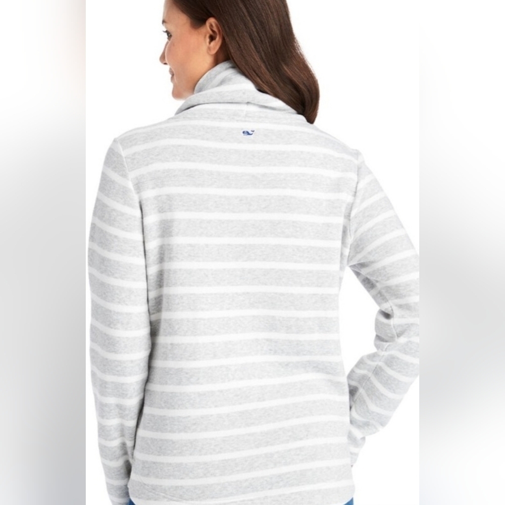 Vineyard Vines Funnel Cowl Neck Sweatshirt With Pockets Stripes Oversized XXS - Picture 2 of 6